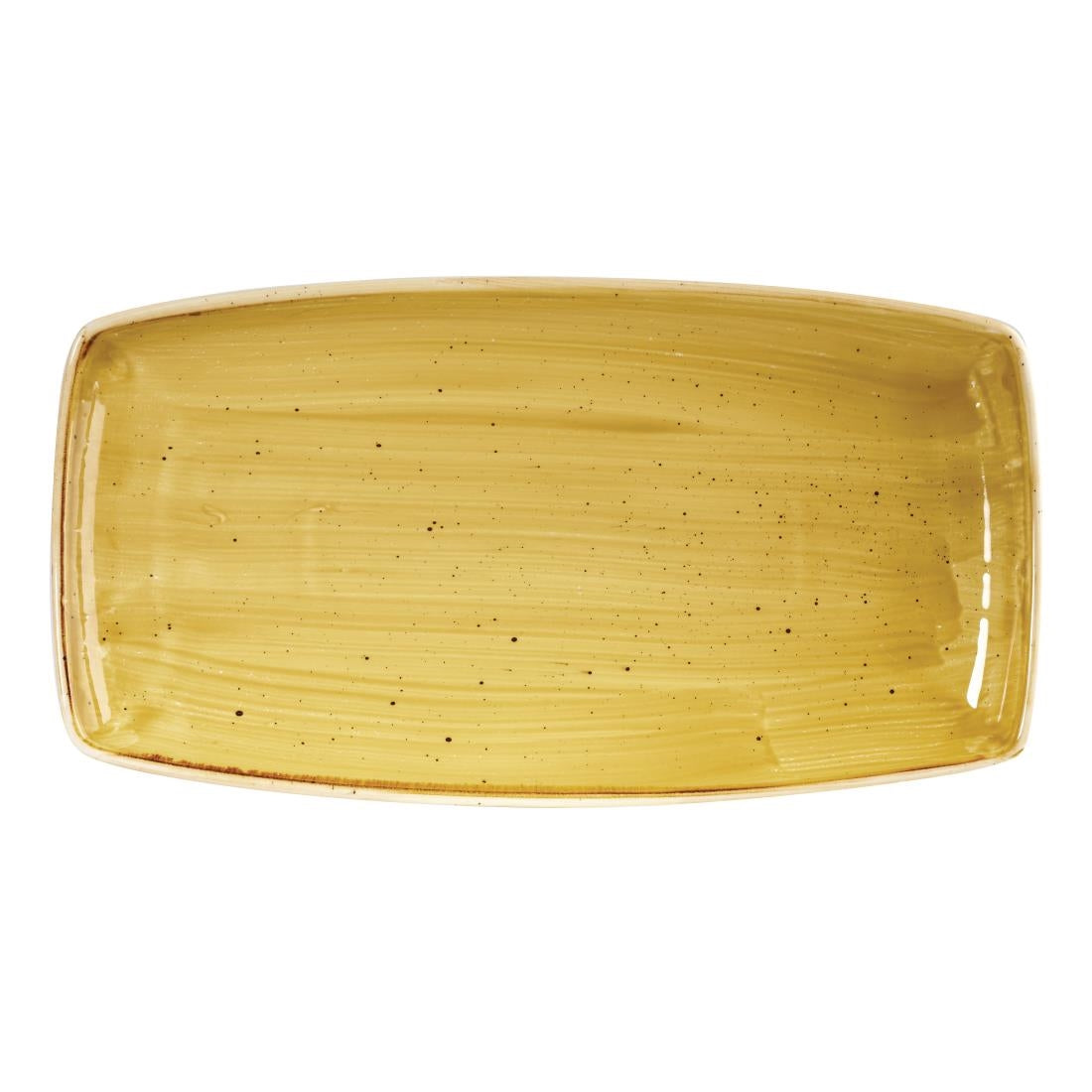Churchill Stonecast Rectangular Plates Mustard Seed Yellow 350 x 185mm