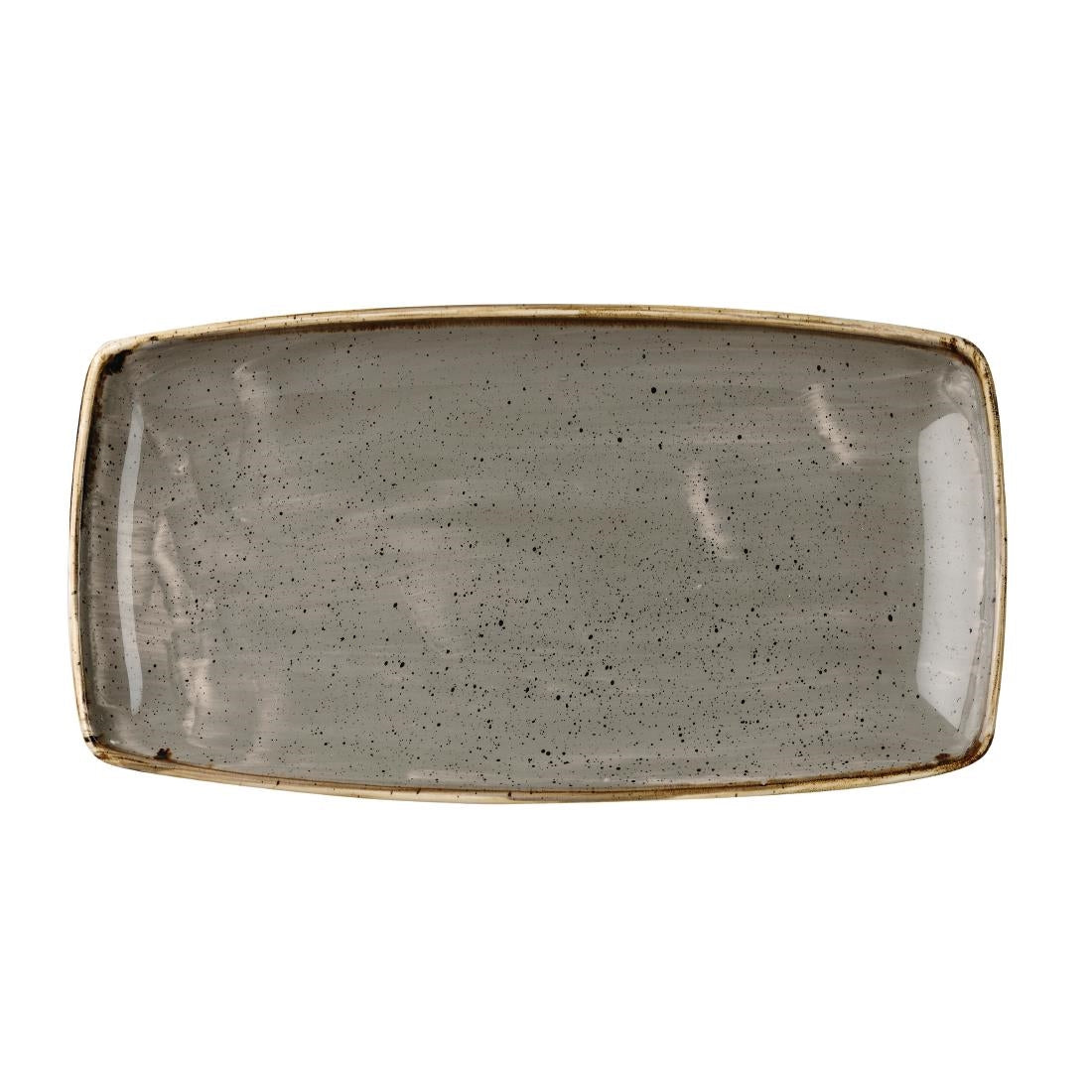 Churchill Stonecast Rectangular Plates Peppercorn Grey 350 x 185mm (6 Pack)