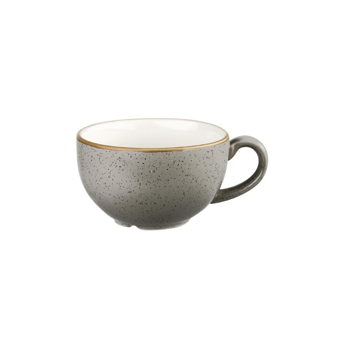Churchill Stonecast Round Cappuccino Cups Peppercorn Grey 12oz