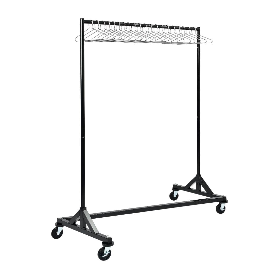 Black and Chrome Garment Rail with 25 Captive Steel Hangers