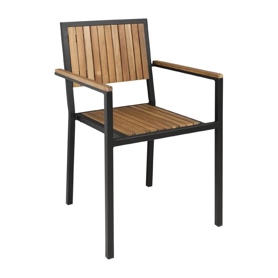 Bolero Steel & Acacia Armchair (4 Pack)