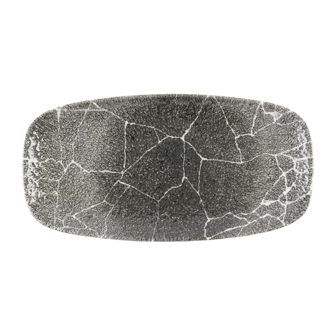 Churchill Studio Prints Kintsugi Quartz Black Chefs' Oblong Plates No. 3 298 x 153mm (12 Pack)