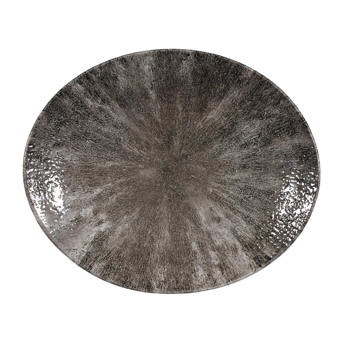 Churchill Stone Quartz Black Orbit Oval Coupe Plates 270mm (12 Pack)