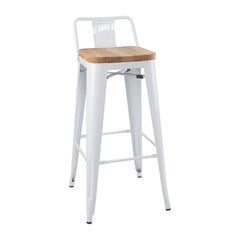 Bolero Bistro Backrest High Stools with Wooden Seat Pad White (4 Pack)