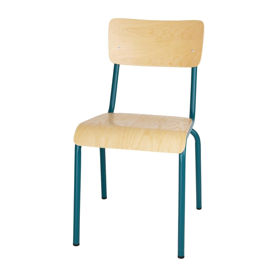 Bolero Cantina Side Chairs with Wooden Seat & Backrest Teal (4 Pack)