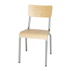 Bolero Cantina Side Chairs with Wooden Seat & Backrest Galvanised (4 Pack)