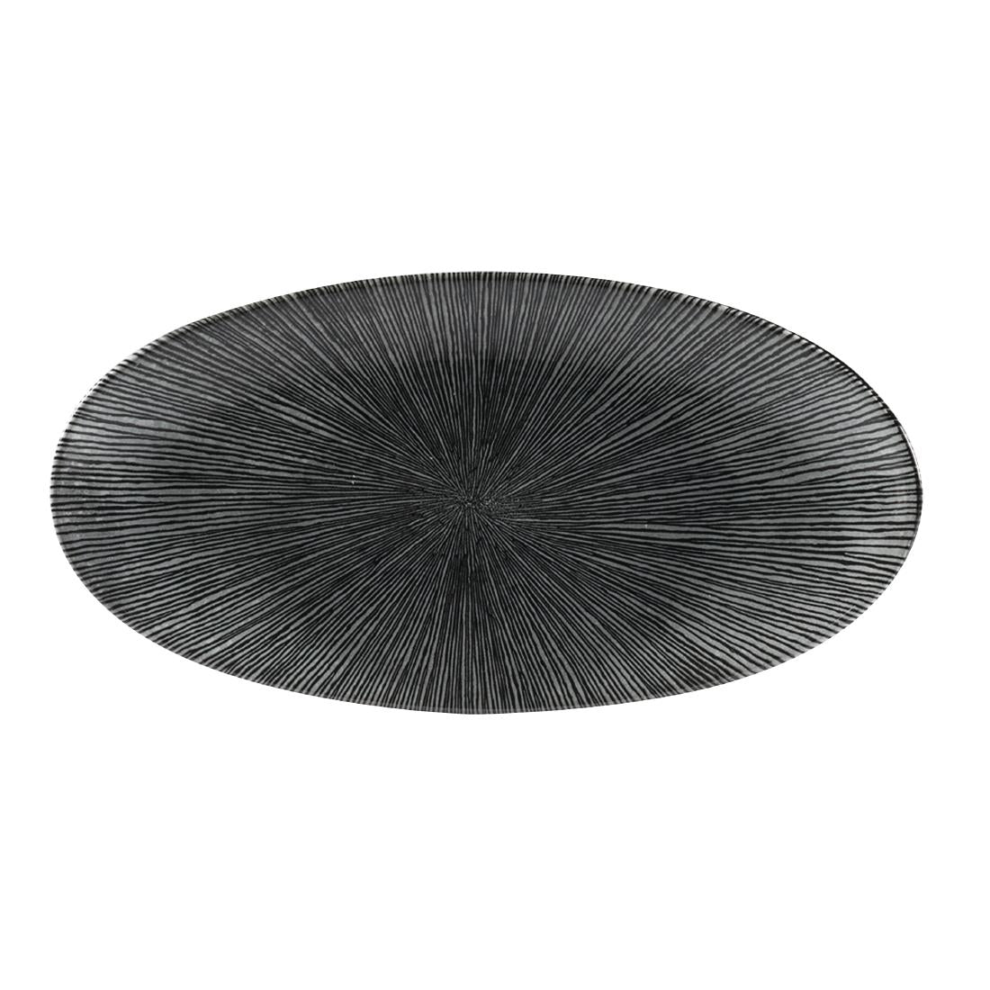 Churchill Studio Prints Agano Oval Chefs Plates Black 299x 150mm (12 Pack)