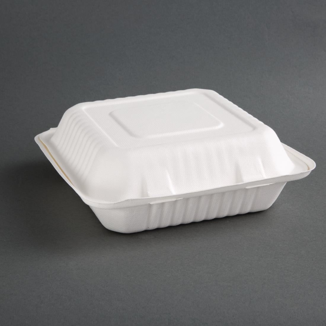 Fiesta Compostable Bagasse Hinged Food Containers 236mm (200 Pack)