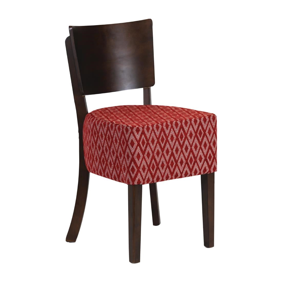 Asti Padded Dark Walnut Dining Chair with Red Diamond Deep Padded Seat and Back (2 Pack)