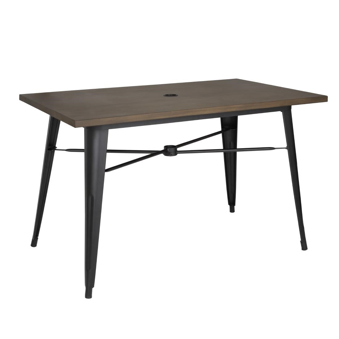 Bolero Complete Outdoor Aluminium Table Dark Wood Effect 1200x760mm