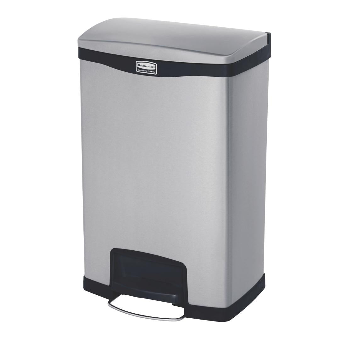 Rubbermaid Slim Jim Step-On Pedal Bin Stainless Steel 50Ltr