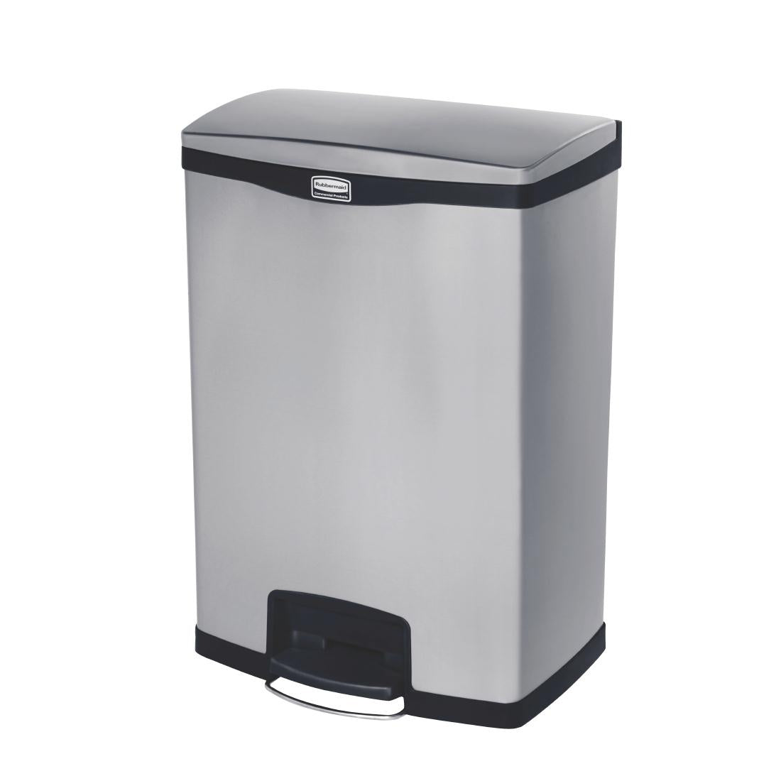 Rubbermaid Slim Jim Step-On Pedal Bin Stainless Steel 90Ltr