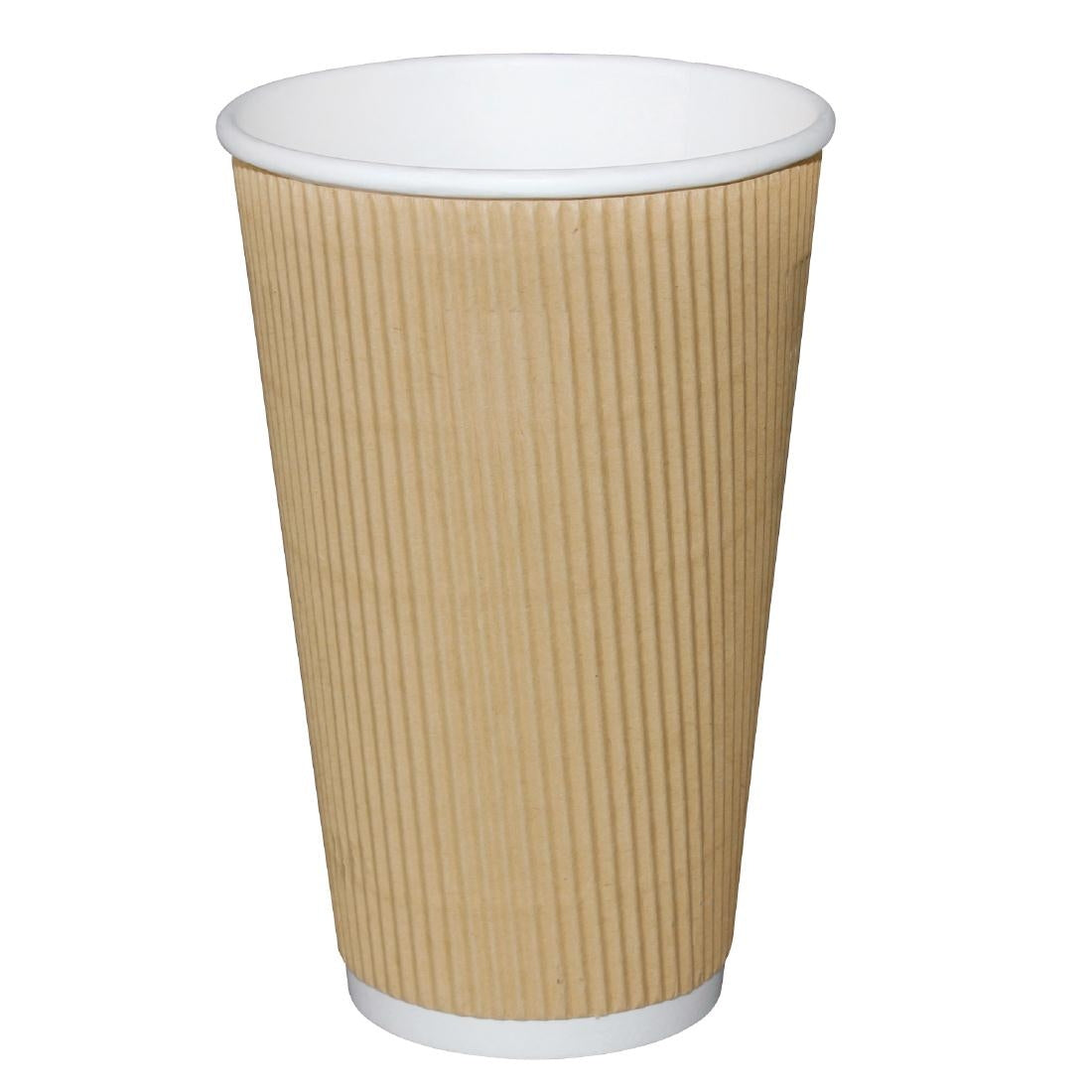 Fiesta Recyclable Coffee Cups Ripple Wall Kraft 455ml / 16oz (500 Pack)