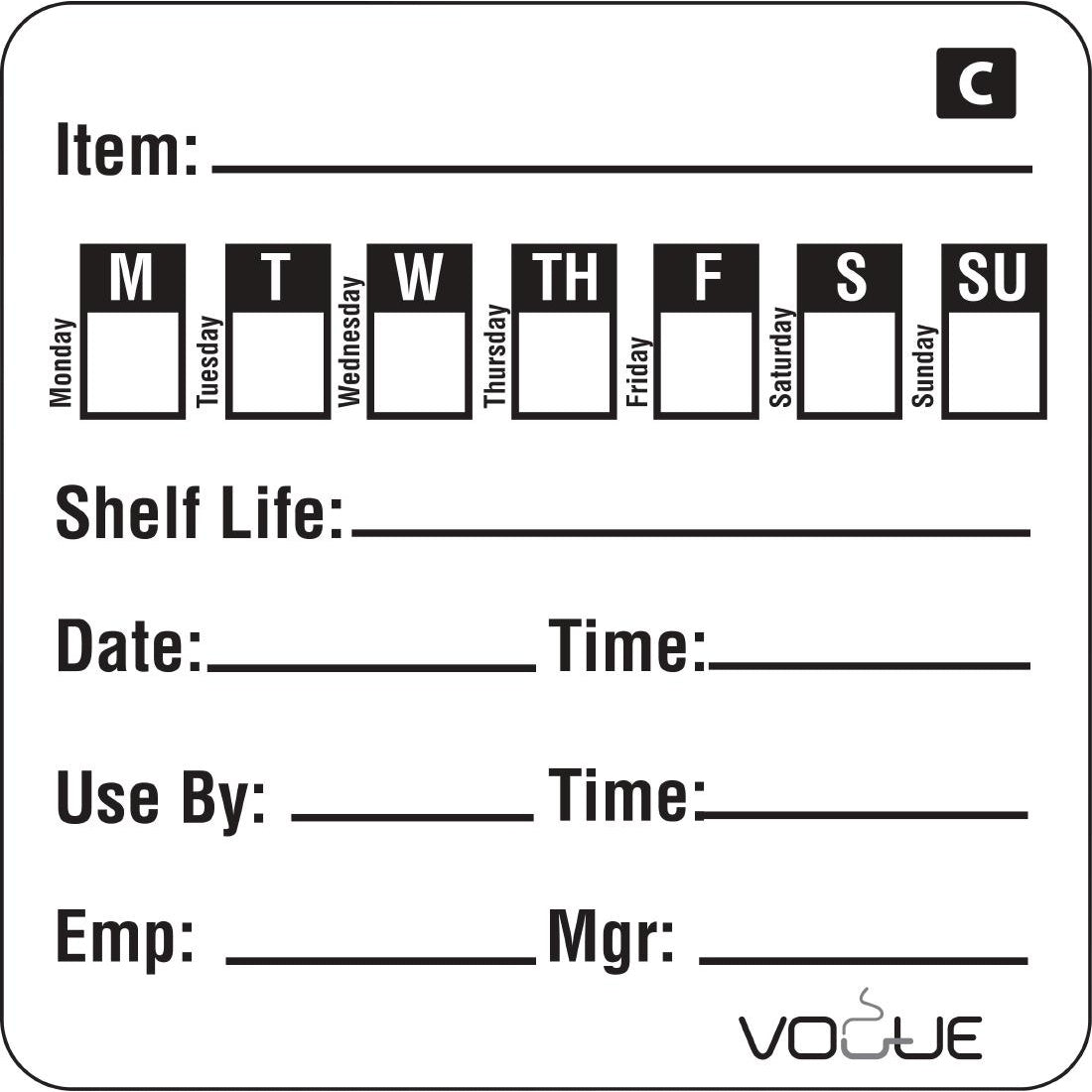 Hygiplas Freezable Day of the Week Labels (500 Pack)