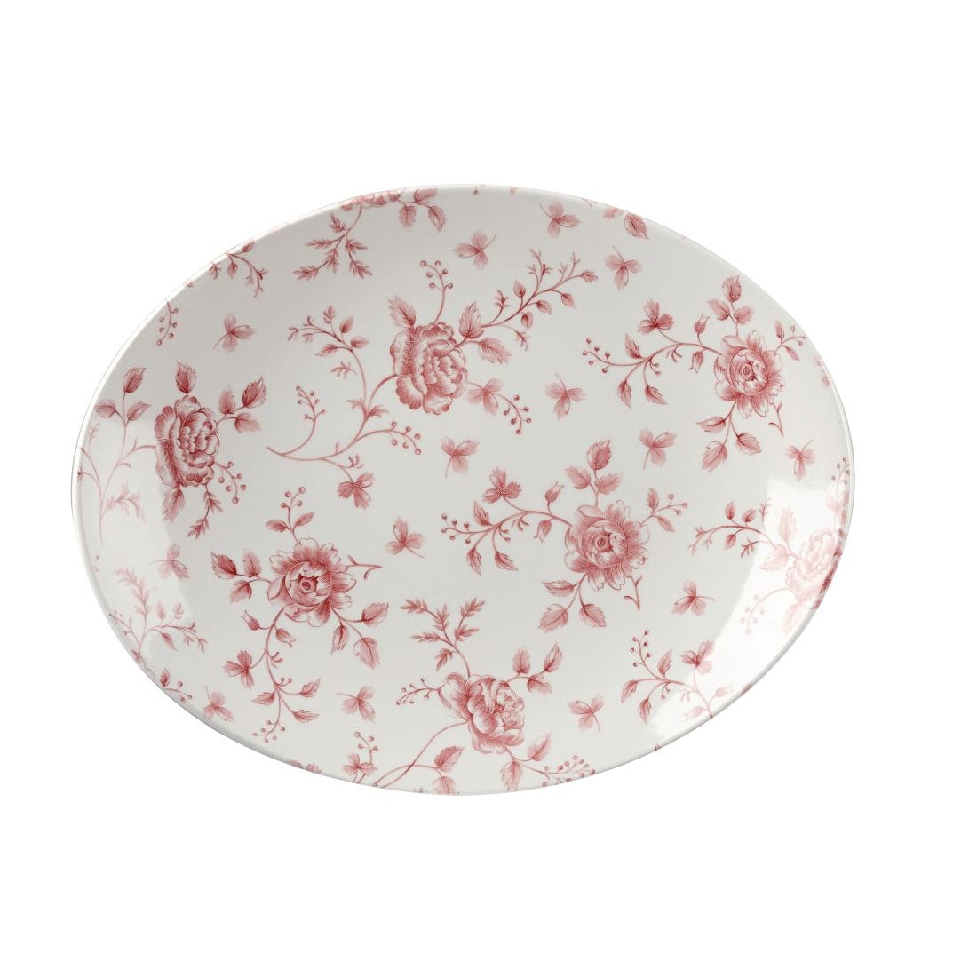 Churchill Vintage Prints Oval Plates Cranberry Rose Print 315mm (6 Pack)