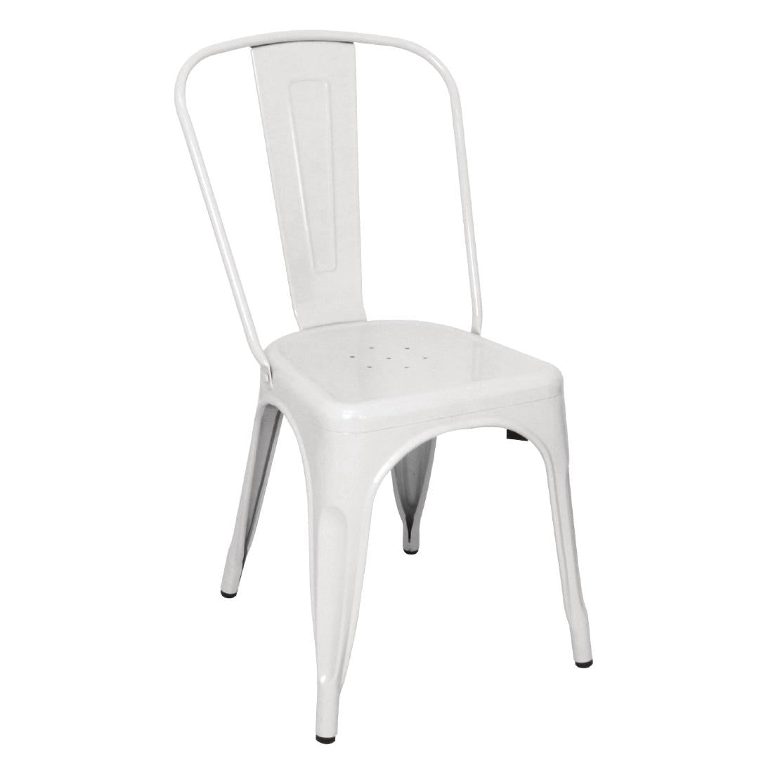 Bolero Bistro Steel Side Chair White (4 Pack)
