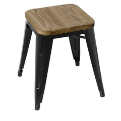 Bolero Bistro Low Stools with Wooden Seat Pad Black (4 pack)