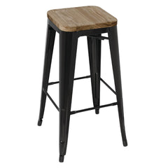 Bolero Bistro High Stools with Wooden Seat Pad Black (4 Pack)