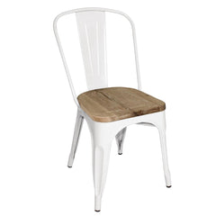 Bolero Bistro Side Chairs with Wooden Seat Pad White (4 Pack)