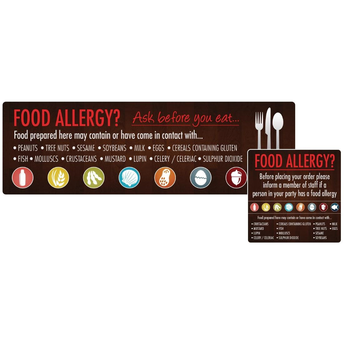 Food Allergen Window and Wall Stickers (8 Pack)