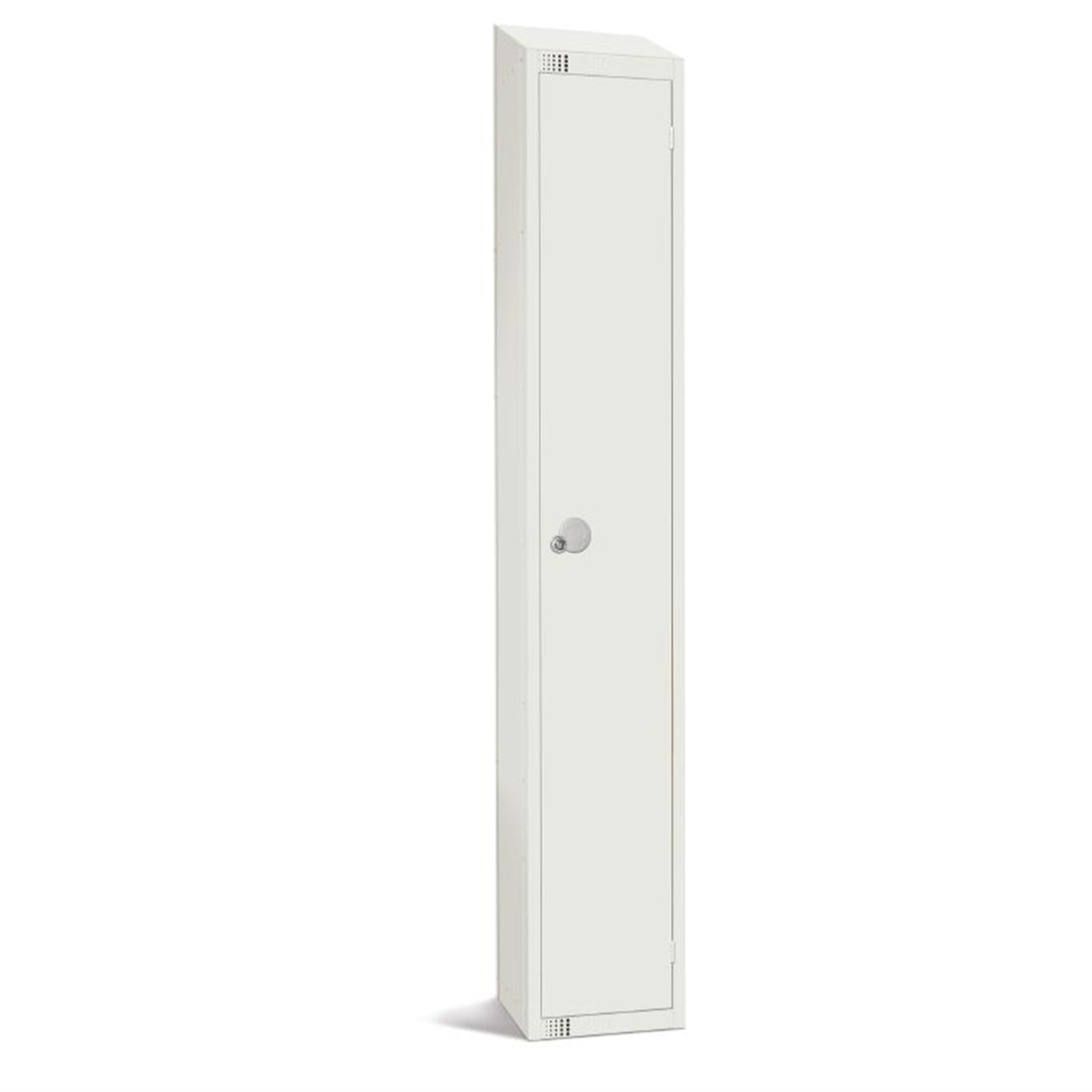 Elite Single Door Padlock Locker with Sloping Top White
