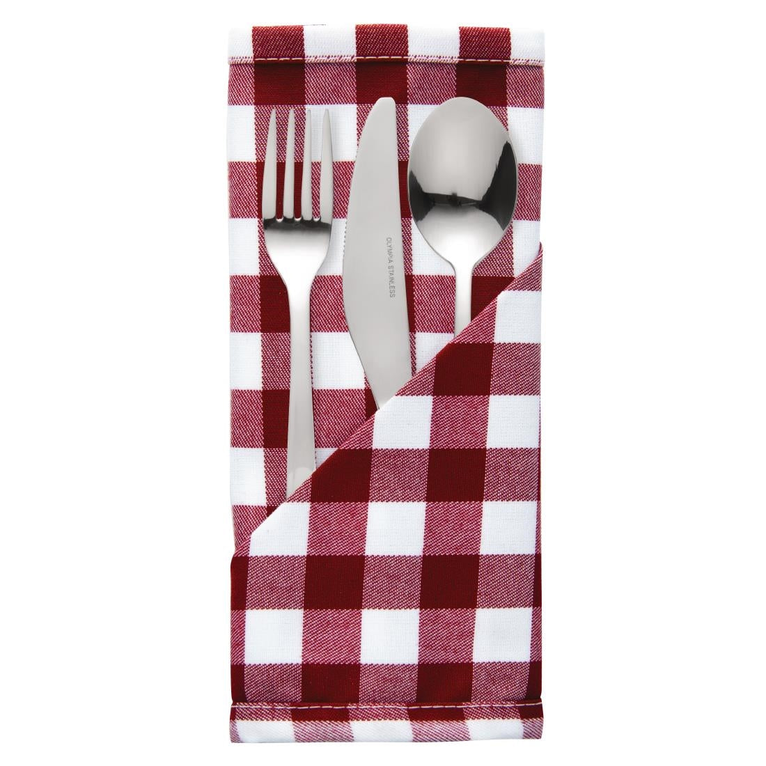 Gingham Polyester Napkins Red Check (10 Pack)