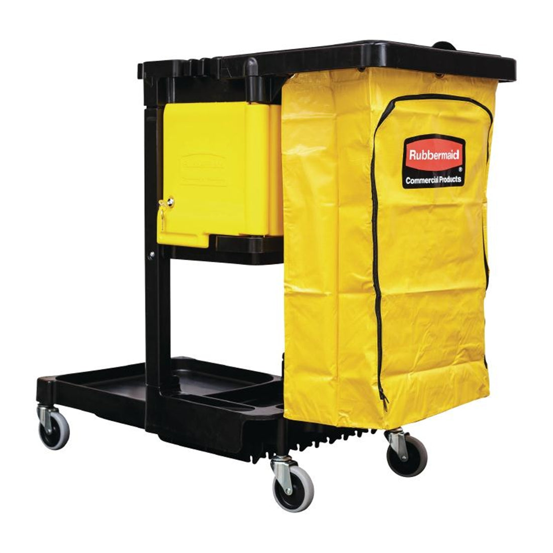 Rubbermaid Traditional Janitorial Cleaning Cart with Yellow Bag and Zip