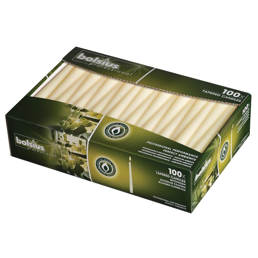 Bolsius Tapered Ivory 10" Candles (100 Pack)