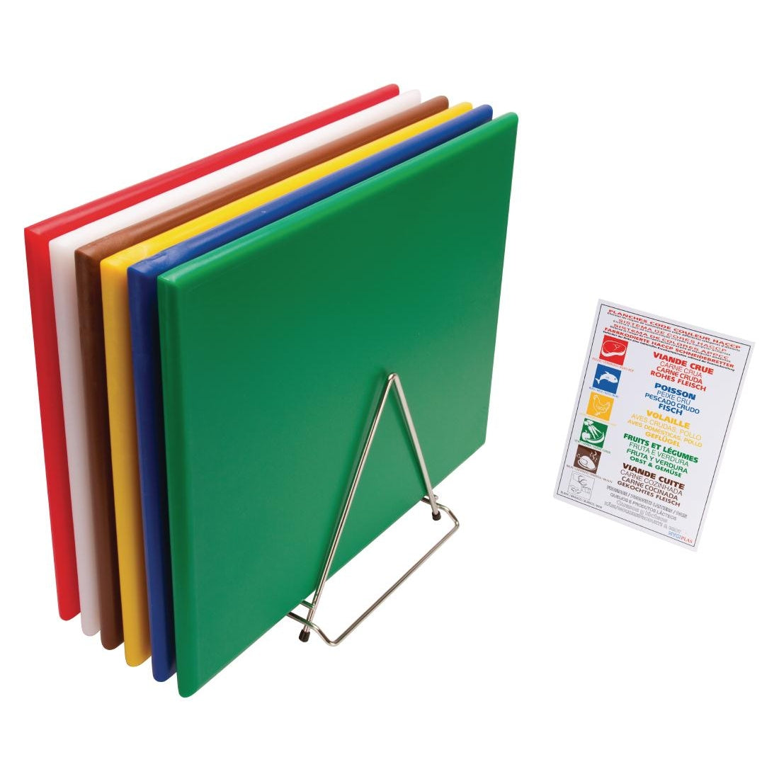 Hygiplas High Density 6-Piece Chopping Board with Rack 600x450x24mm