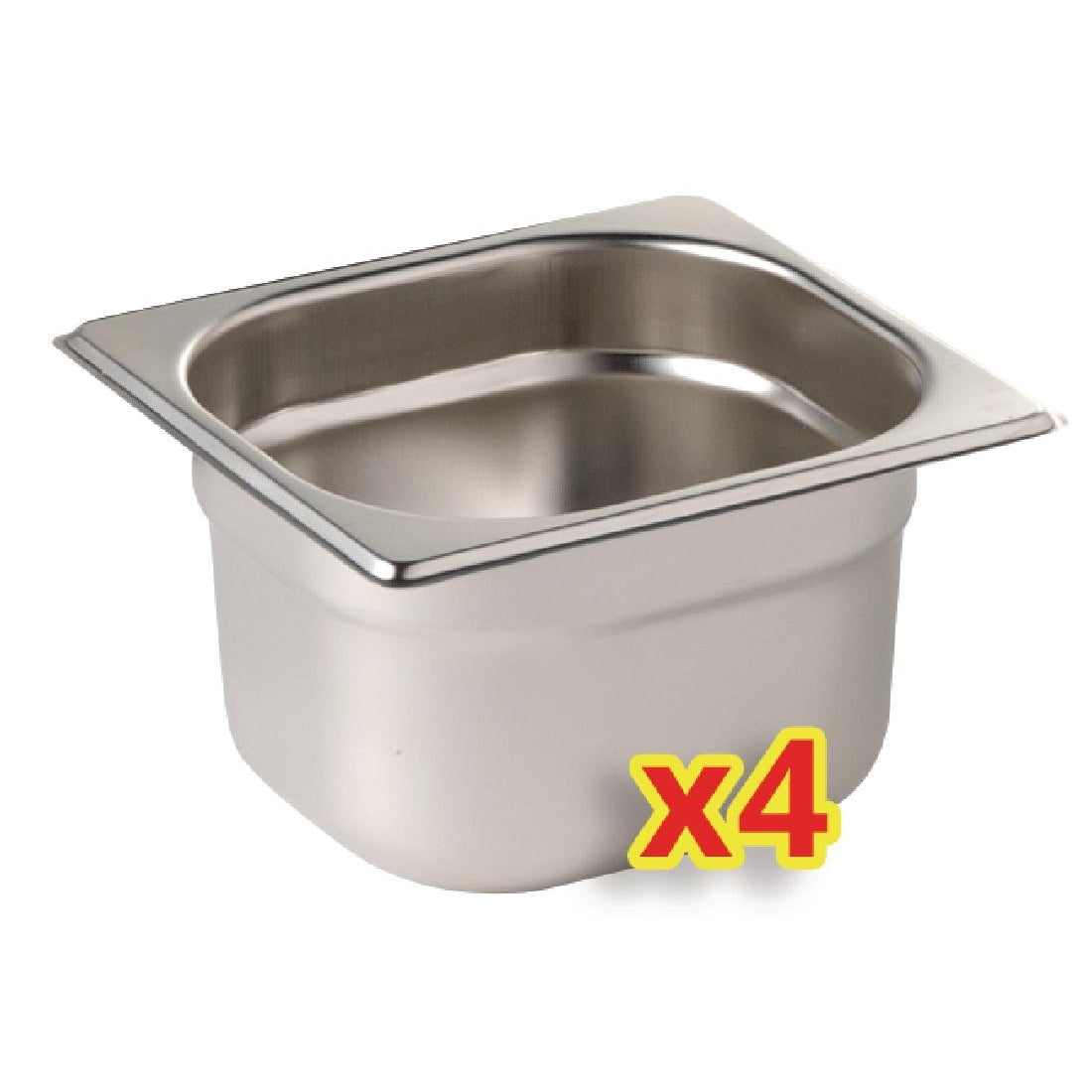 Vogue Stainless Steel Gastronorm Tray Set with Lids 1/6 (4 Pack)