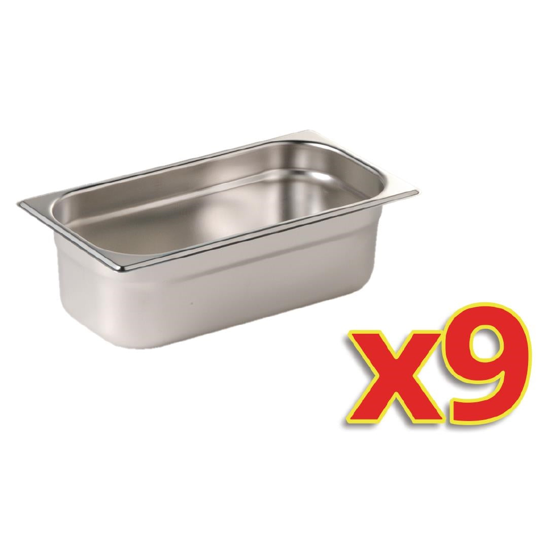 Vogue Stainless Steel Gastronorm Tray Set 9 x 1/3