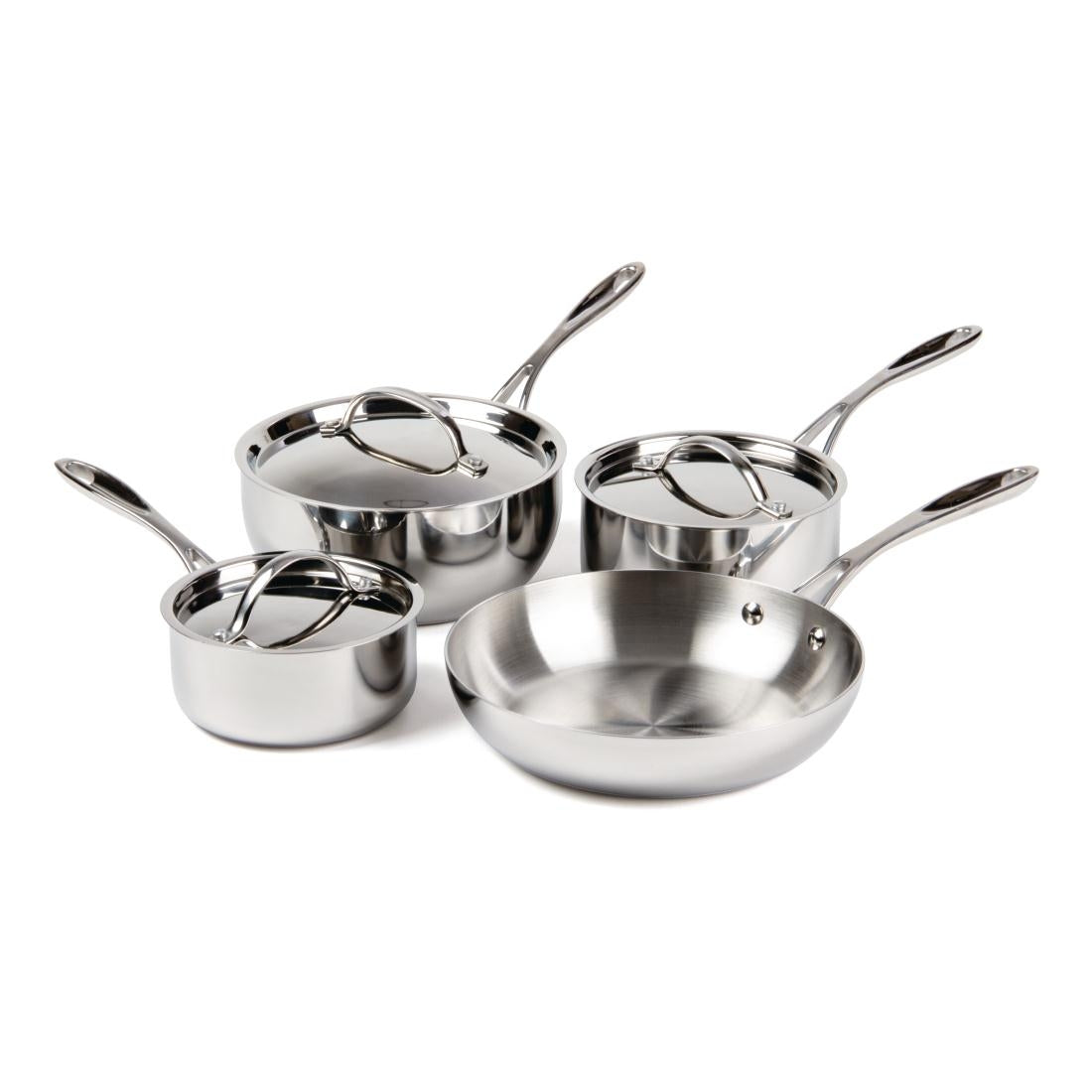 Vogue Stainless Steel and Aluminium Tri-Wall Pan Set (4 Pack)