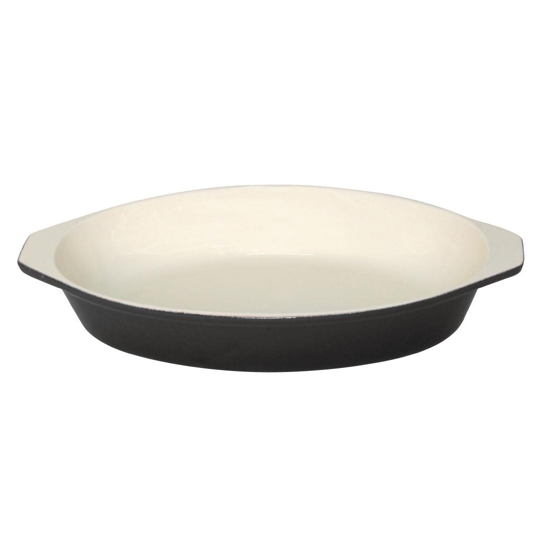 Vogue Cast Iron Oval Gratin Dish Black 650ml