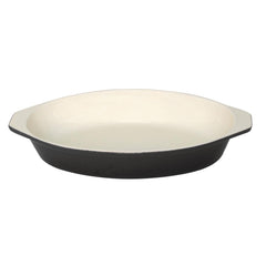 Vogue Cast Iron Oval Gratin Dish Black 650ml