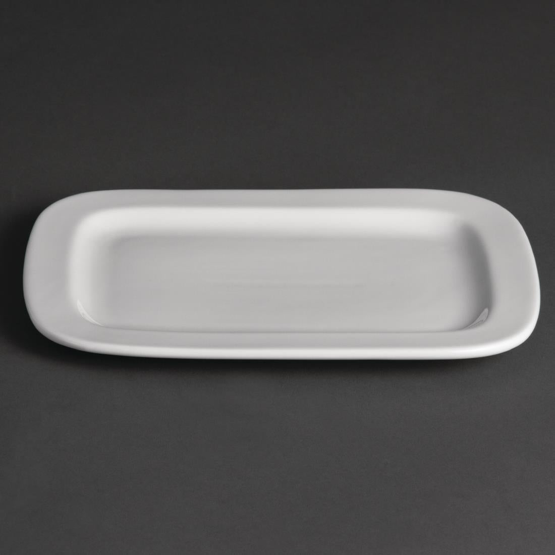 Olympia Whiteware Rounded Rectangular Plates 230mm (12 Pack)