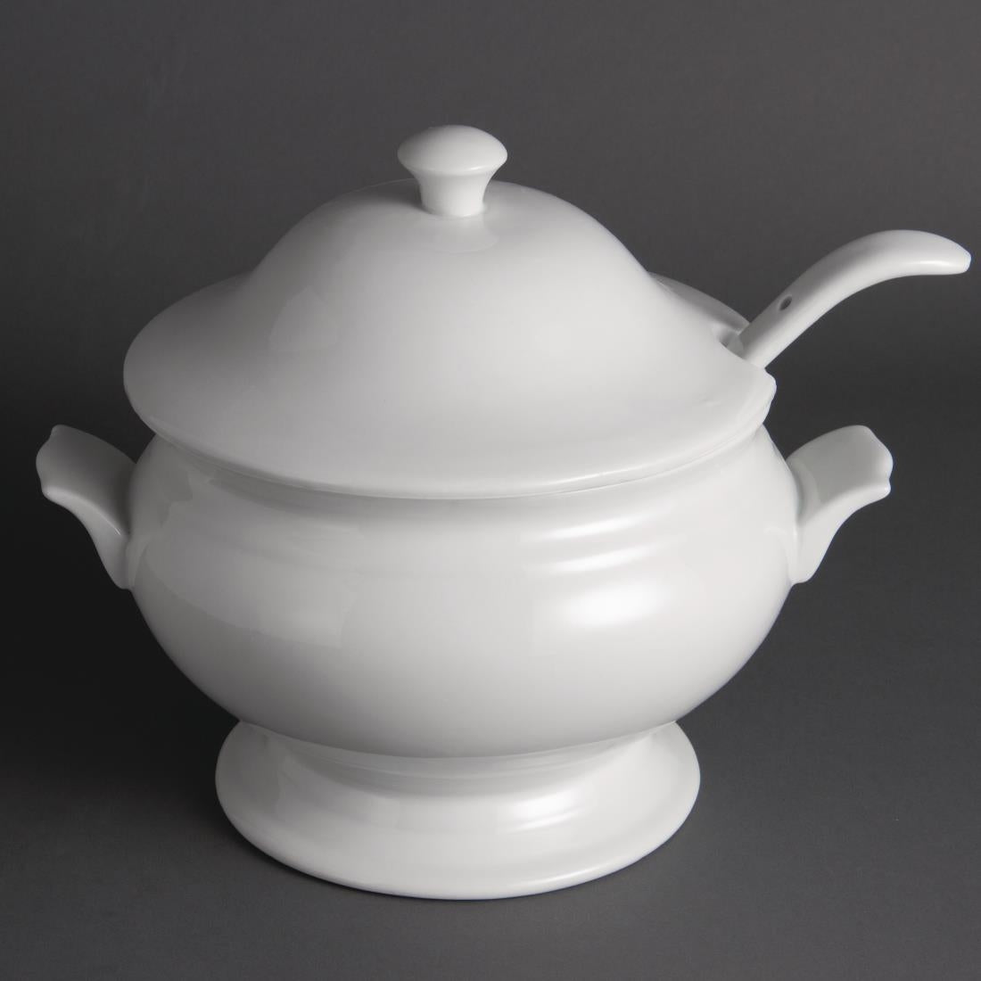 Olympia Whiteware Soup Tureen & Ladle 2.5Ltr