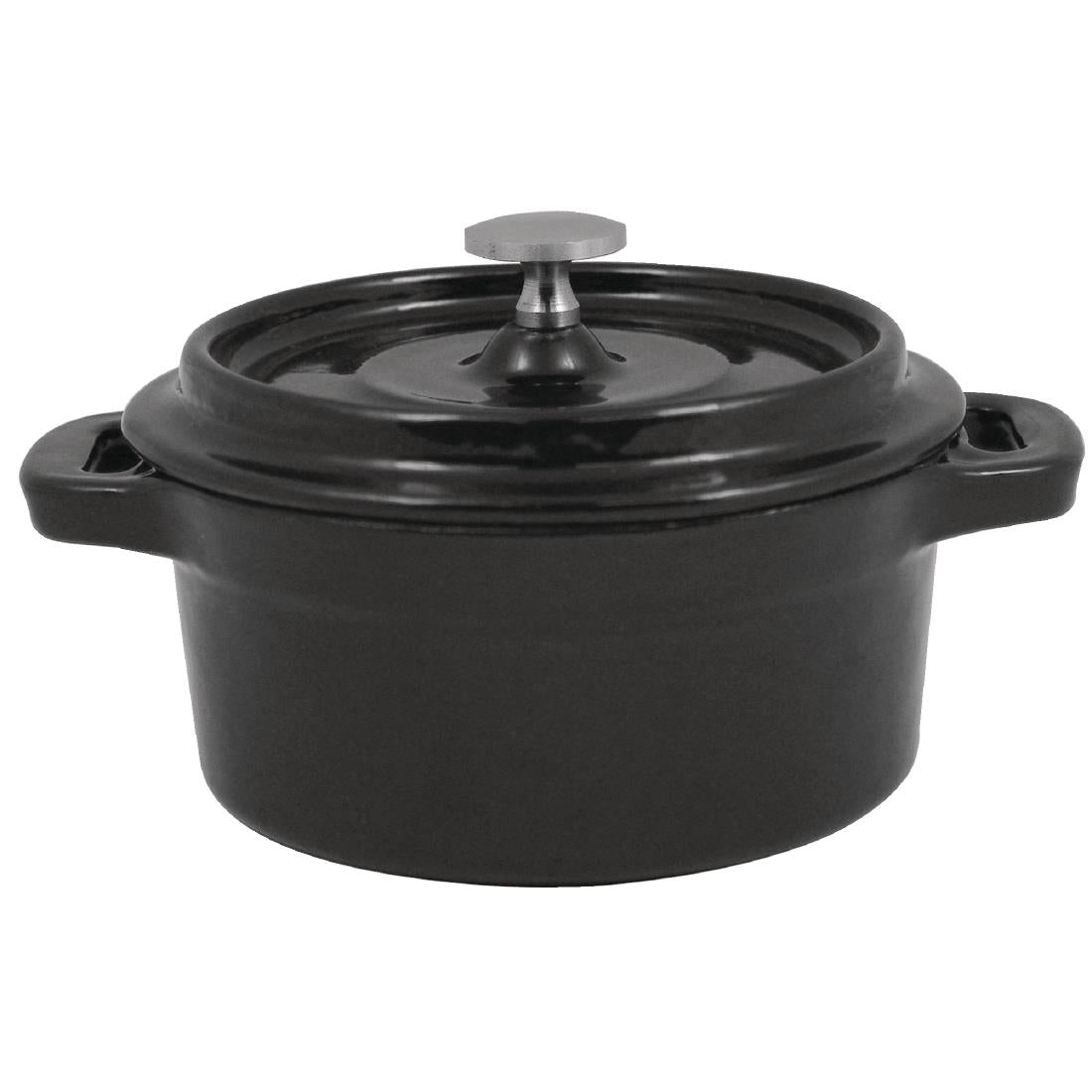 Vogue Cast Iron Round Mini Pot Black 240ml