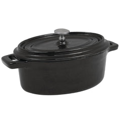 Vogue Cast Iron Oval Mini Pot Black 315ml