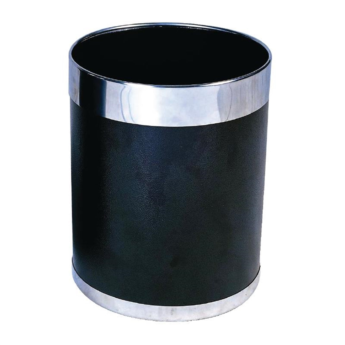 Bolero Waste Paper Bin Black with Silver Rim 10.2Ltr