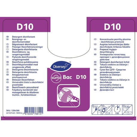 Suma D10 Cleaner and Sanitiser Refill Bottles 750ml (2 Pack)