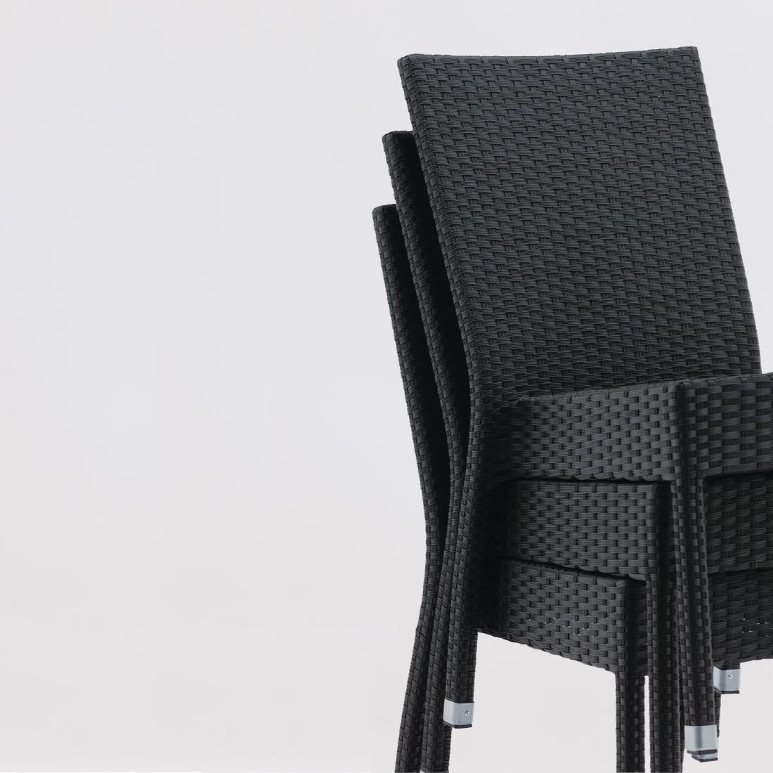 Bolero PE Wicker Side Chairs Charcoal (4 Pack)