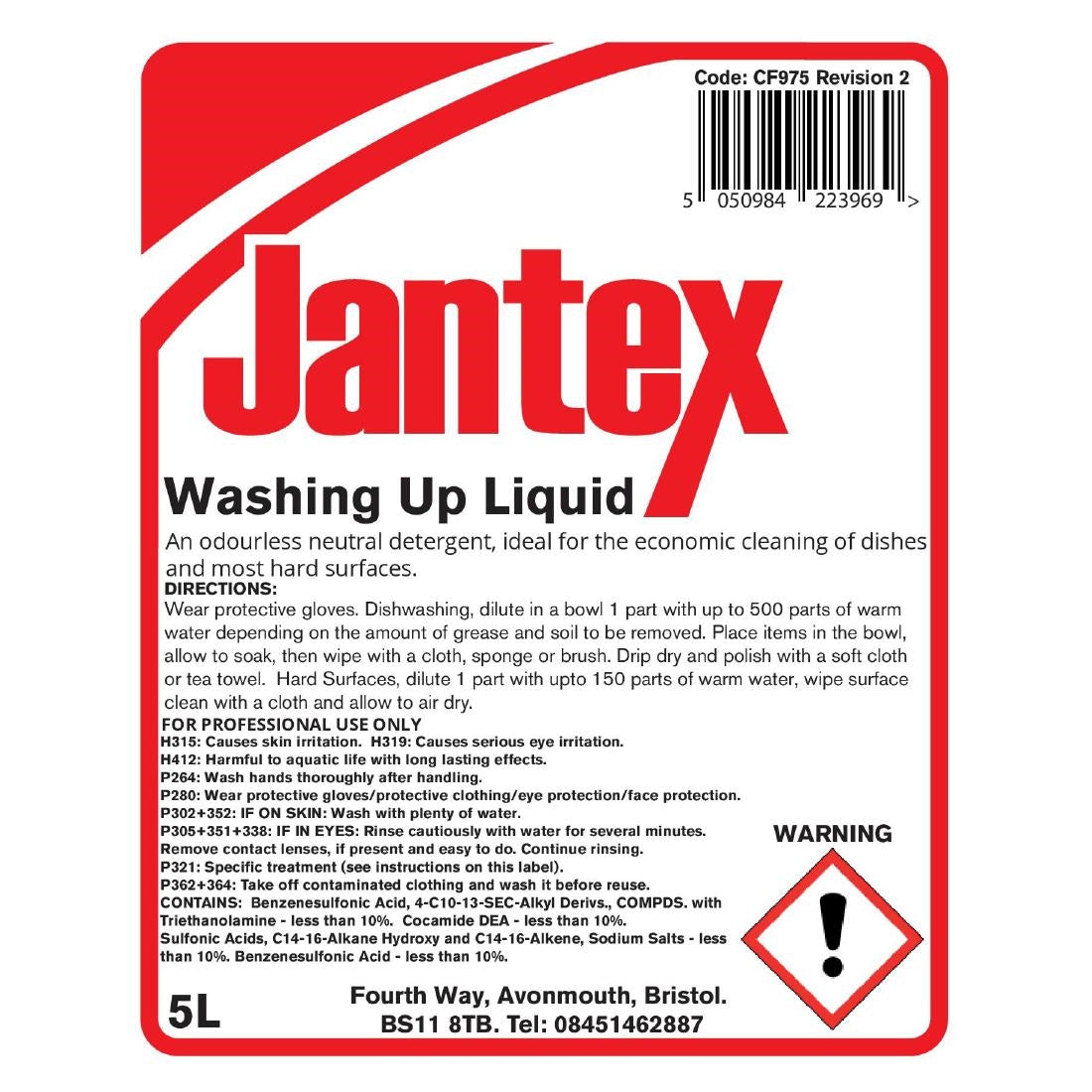 Jantex Washing Up Liquid 5L