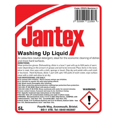Jantex Washing Up Liquid 5L