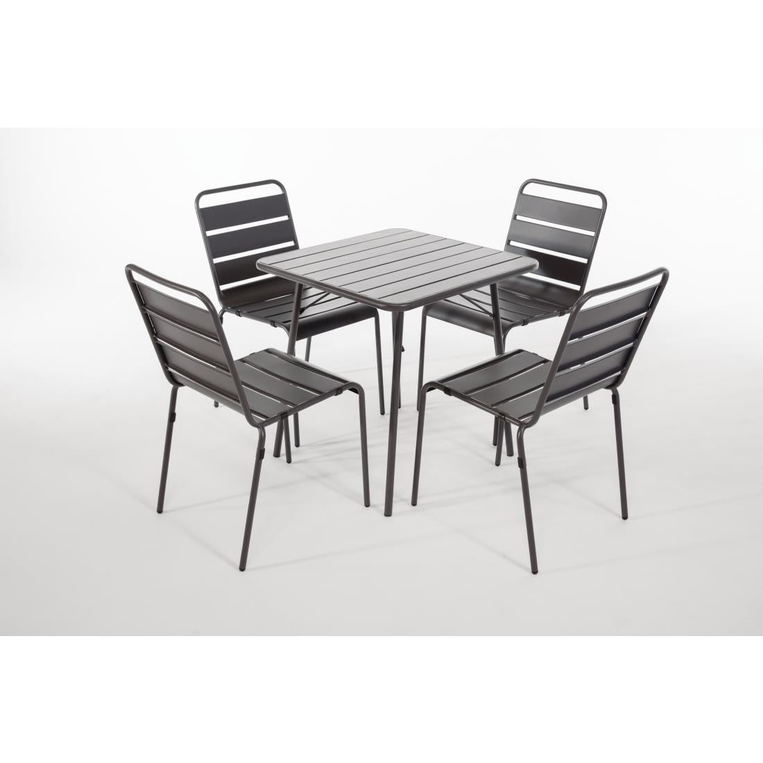 Bolero Amalfi Slatted Steel Side Chairs Grey (4 Pack)