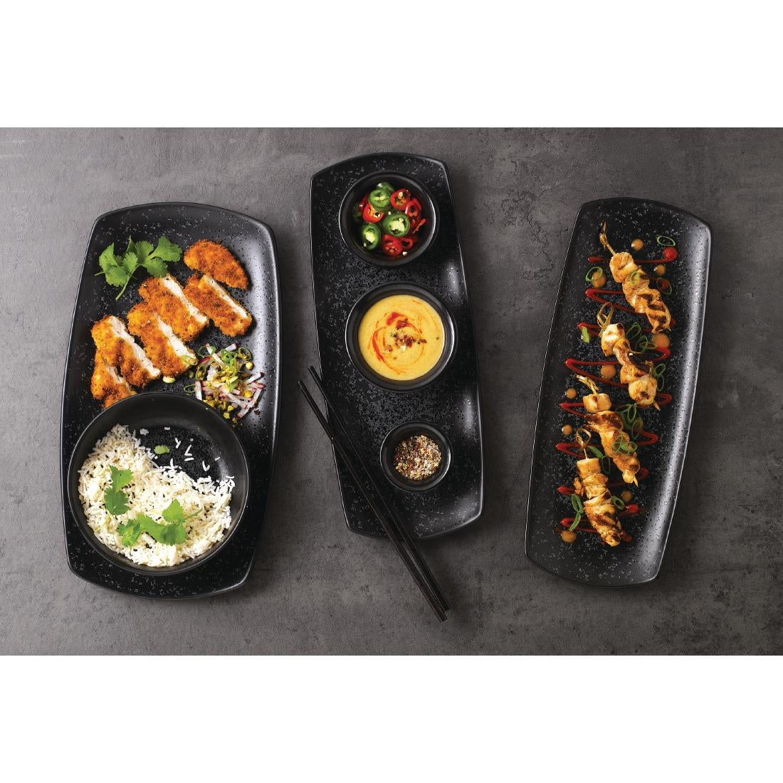 Churchill Menu Shades Caldera Ash Rectangular Plates 140mm (6 Pack)