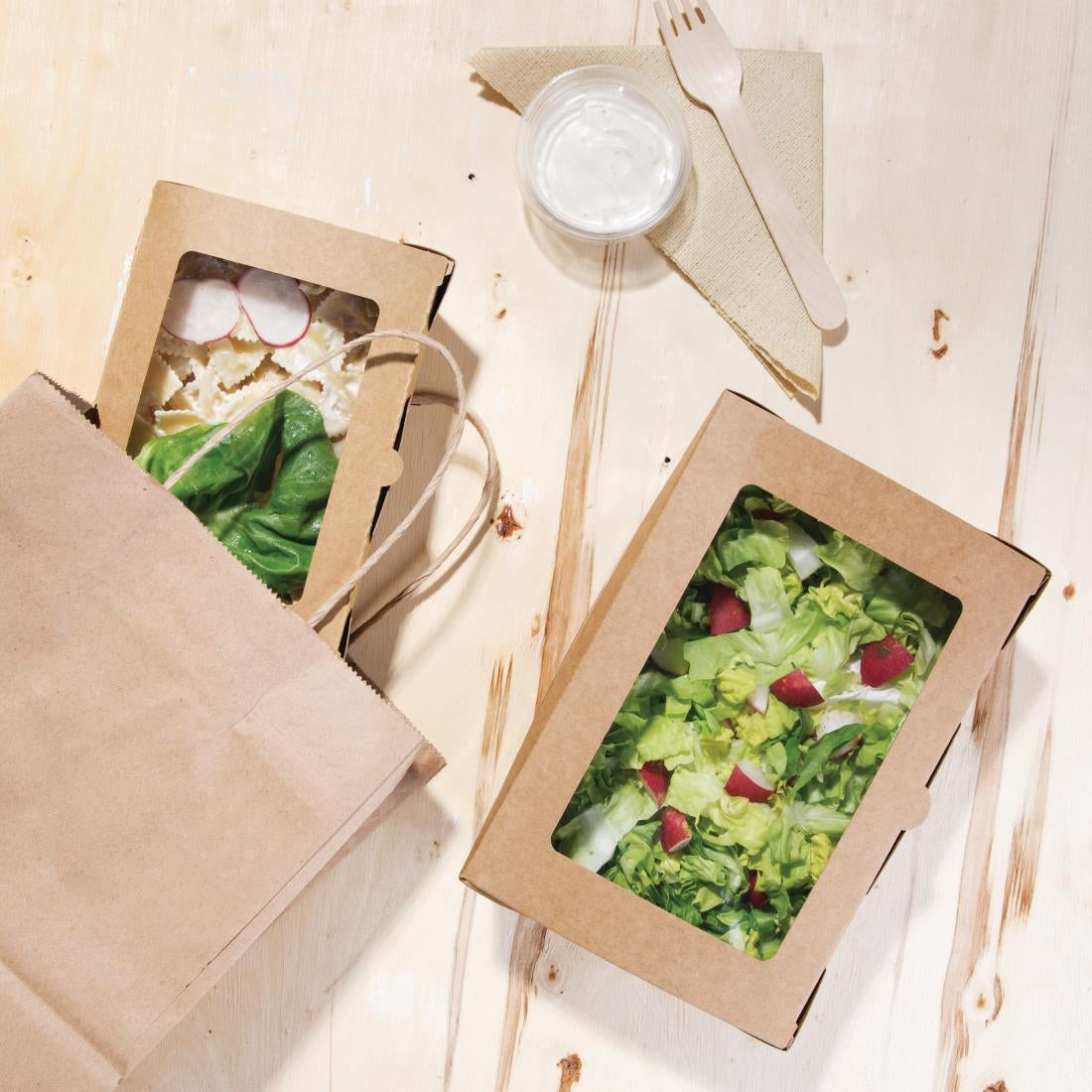 Fiesta Salad Box with PET Window 700ml (200 Pack)