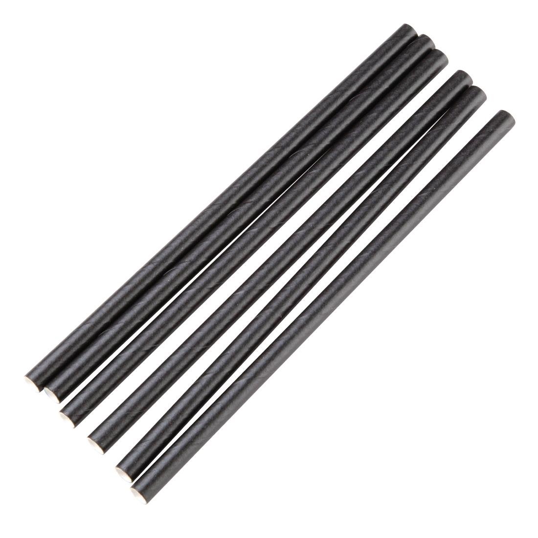 Fiesta Compostable Individually Wrapped Paper Cocktail Stirrer Straws Black (250 Pack)