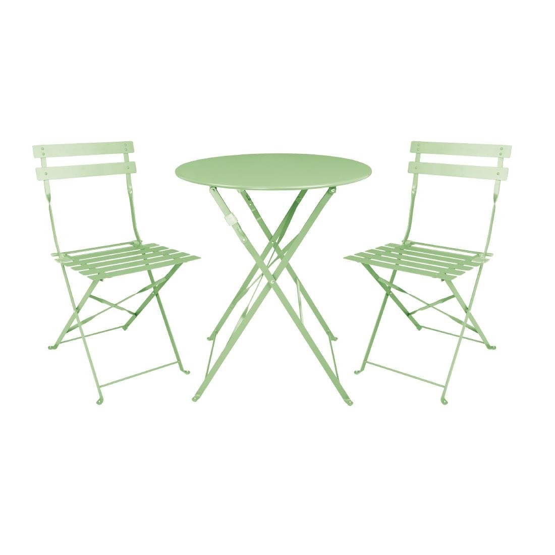 Bolero Perth Light Green Pavement Style Steel Folding Chairs (2 Pack)
