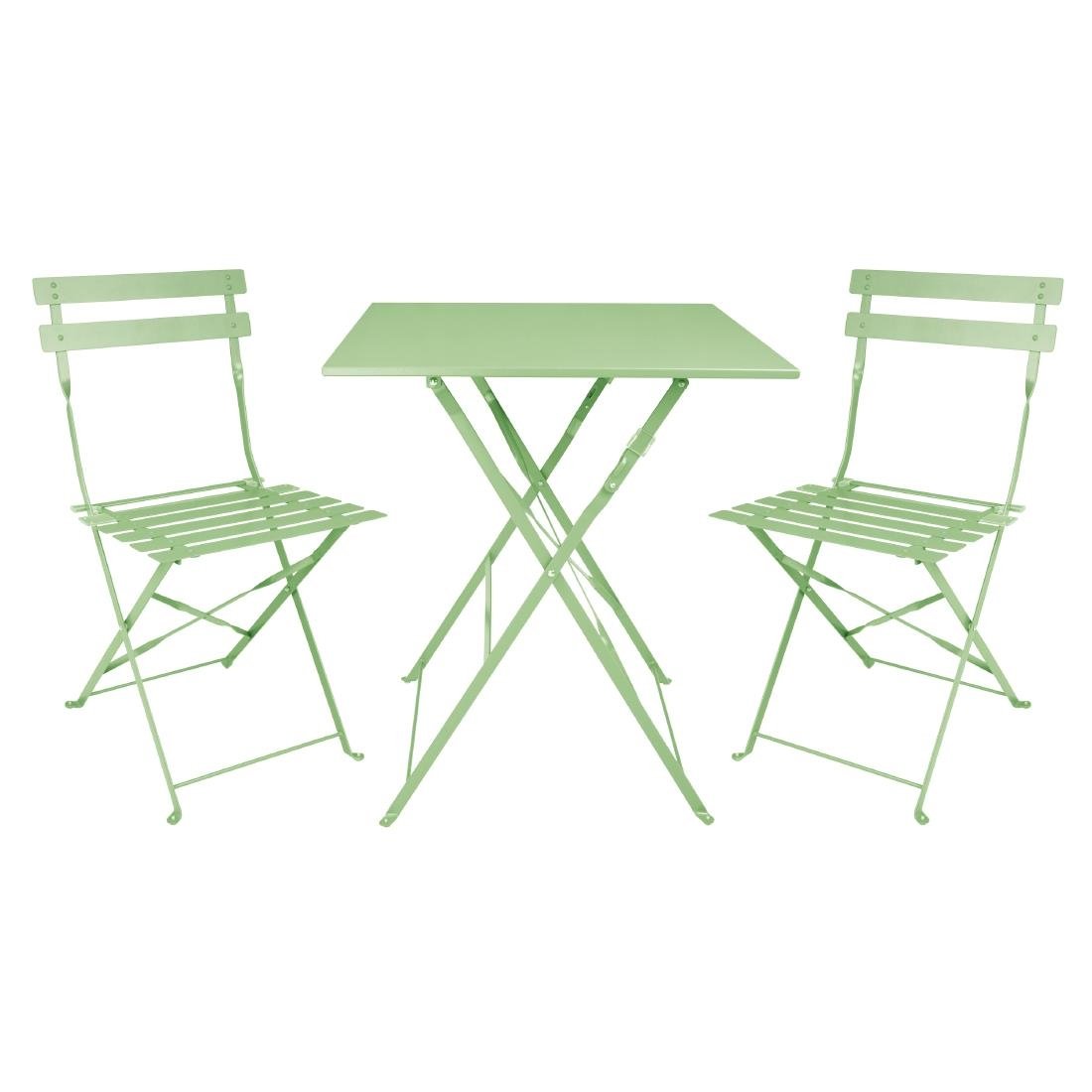 Bolero Perth Light Green Pavement Style Steel Folding Chairs (2 Pack)