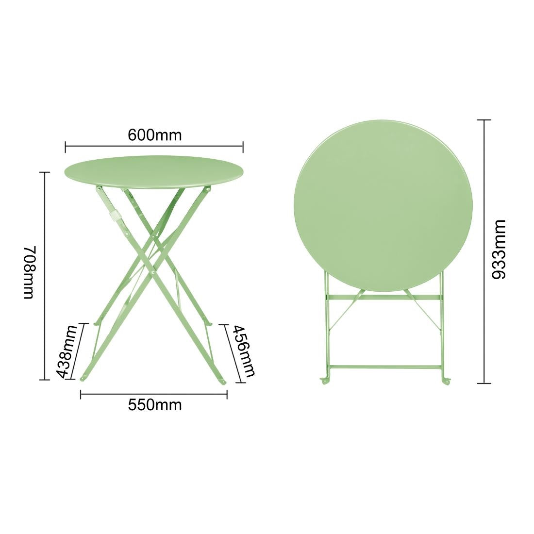 Bolero Perth Light Green Pavement Style Steel Table Round 600mm